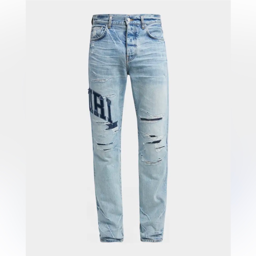 Amiri Trashed Distressed Light Denim Men’s Skinny Jeans NWT Size 28